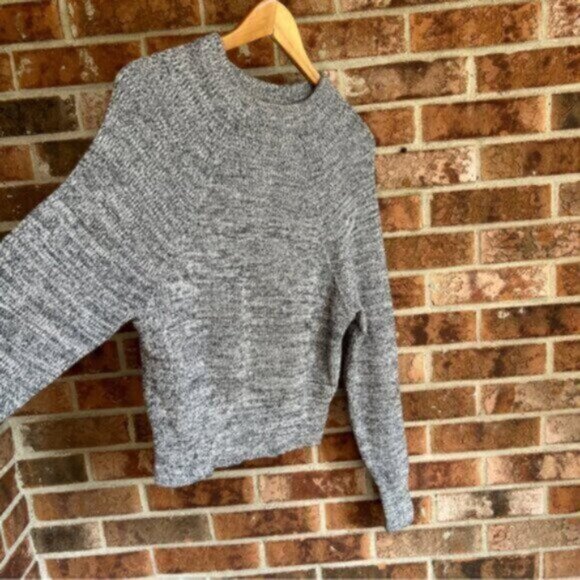 Free People Cotton  Too Good Pullover Sweater Black Heathered  EUC XS - Picture 2 of 12